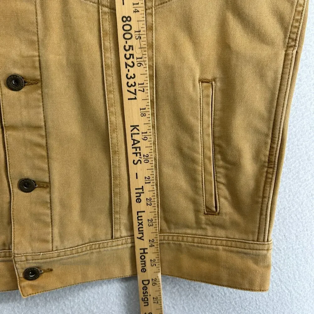 J.CREW Jacket Mens L Garment-Dyed Duck Canvas Trucker Stretch Cotton Mustard